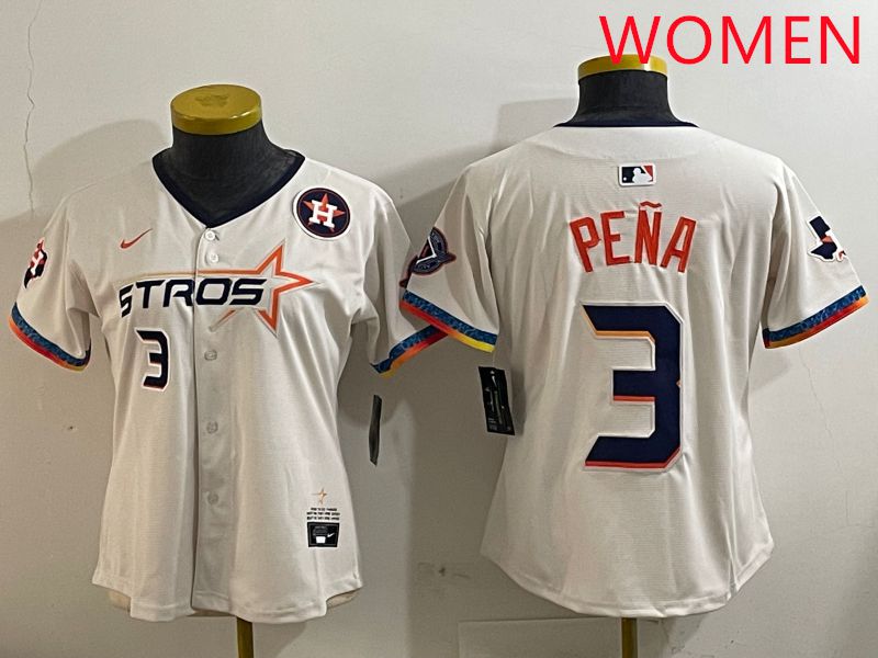 Women Houston Astros #3 Pena Cream Fourth generation Joint Name Nike 2025 MLB Jersey style 5->women mlb jersey->Women Jersey